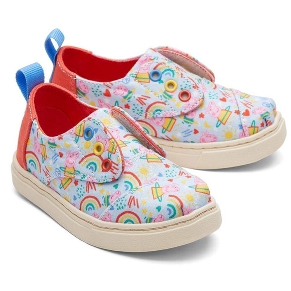 TOMS Hasbro Pipa Pig Cordones Cupsole Sky Blue Peppa Pig & George Shoes Sneakers - Picture 1 of 8